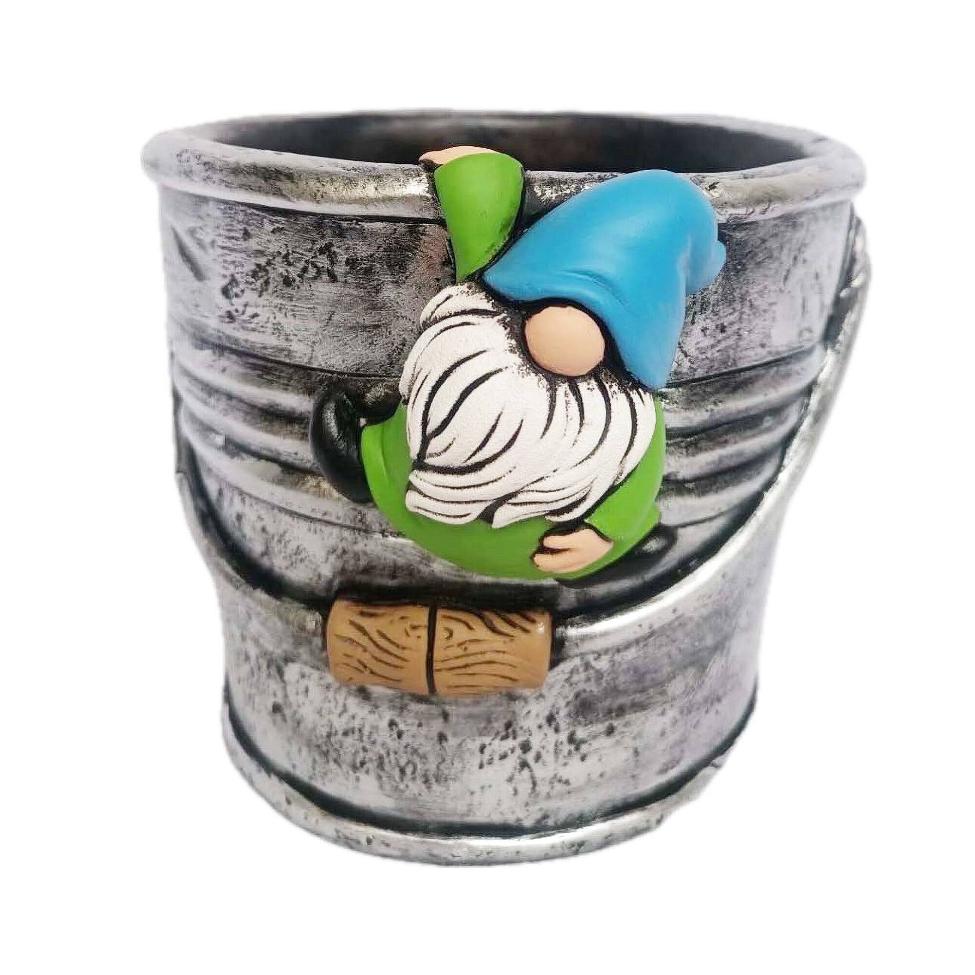Santa's Workshop 6.5" Cement Gnome Pot